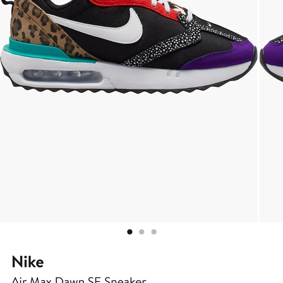 Nike Air Max Dawn SE Sneakers in Black, White, and Purple with Leopard Accents - Picture 2 of 16